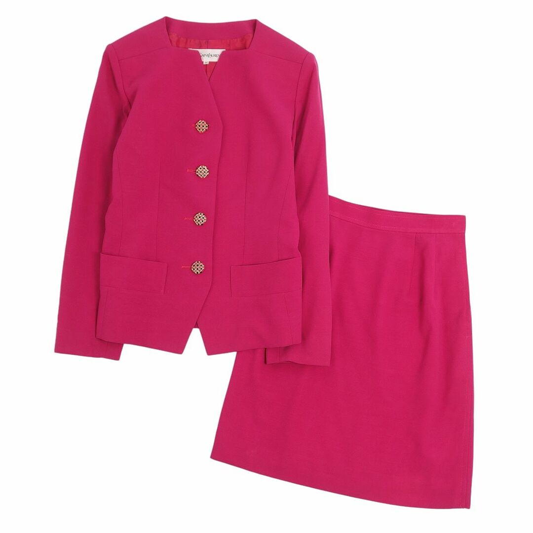 Vintage イヴサンローラン Yves Saint Laurent セットアップ スカートスーツ ジャケット スカート 無地 レディース 34(S相当) ピンク | フリマアプリ ラクマ