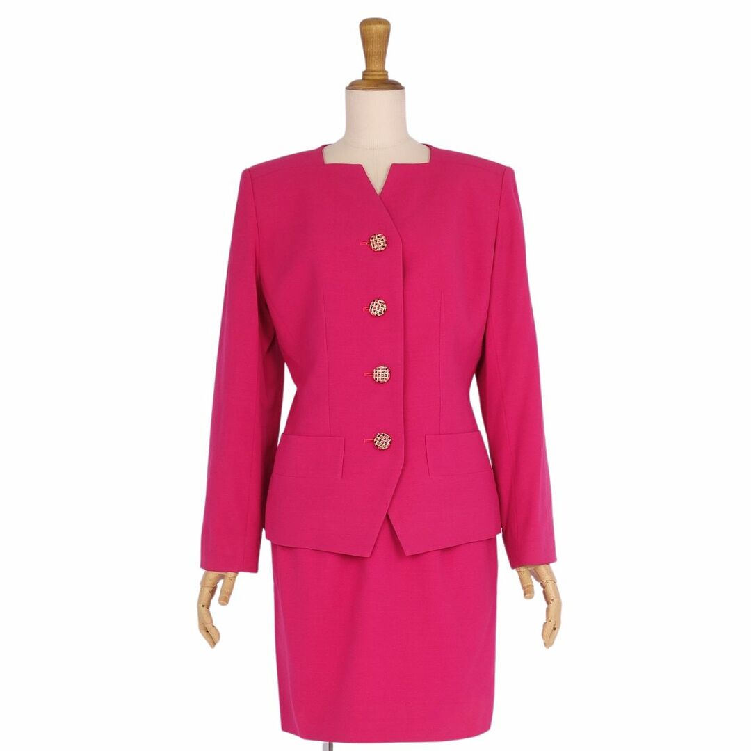 Vintage イヴサンローラン Yves Saint Laurent セットアップ スカートスーツ ジャケット スカート 無地 レディース 34(S相当) ピンク