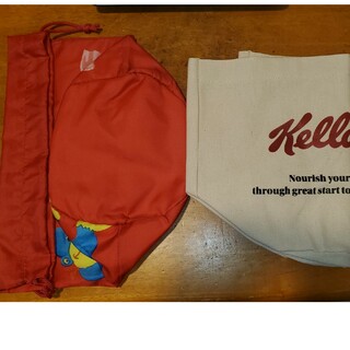 ケロッグ(Kellogg's)のケロッグキャンペーン コットントートバッグ+保温保冷巾着 【Bデザイン】「ケロッ(トートバッグ)