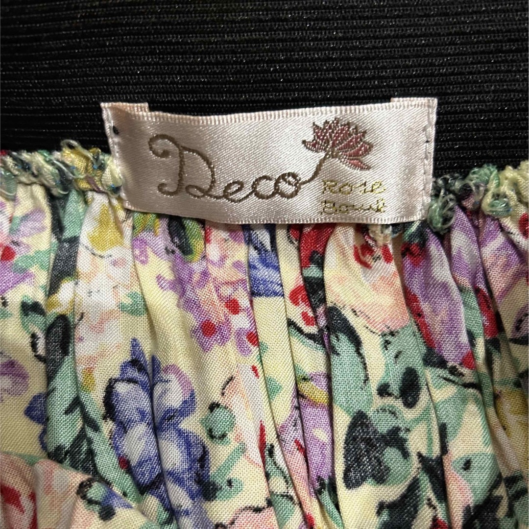 匿名発送込　ミニスカート　イエロー　パープル　花柄　ウエストゴム　フレア　ローズ レディースのスカート(ミニスカート)の商品写真