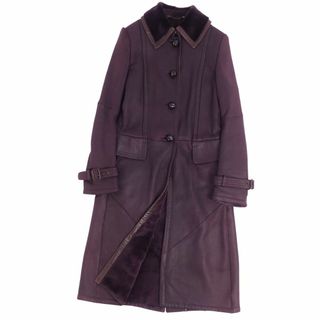 マックスマーラ(Max Mara)の美品 マックスマーラ Max Mara コート ロングコート ムートンコート 白タグ ムートン レザー アウター レディース JI42 USA8 FB40(M相当) ネイビー(その他)