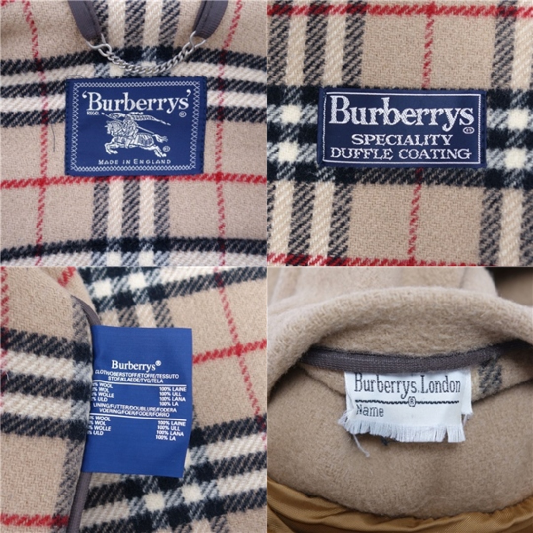 美品 Vintage バーバリー Burberrys コート ダッフルコート フーディー 裏チェック 英国製 アウター レディース 8(M相当)  ブラウンベージュ