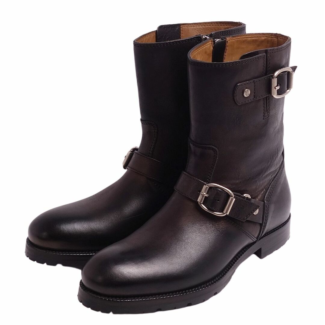 美品 ジミーチュウ JIMMY CHOO ブーツ ショートブーツ エンジニアブーツ STANFORD スタンフォード ベルト カーフレザー シューズ メンズ 41(26cm相当) ブラック