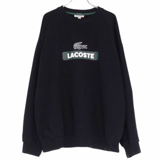 ラコステ(LACOSTE)の美品 ラコステ LACOSTE スウェット トレーナー ロングスリーブ ロゴ柄 コットン トップス メンズ L ブラック(スウェット)