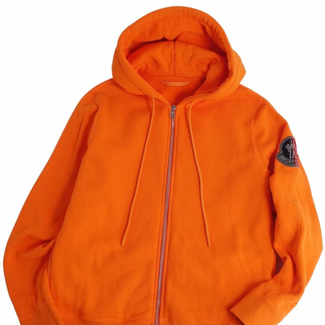 美品 モンクレール MONCLER パーカー 2022年 HOODIE ZIP ジップアップ 裏フリース トップス メンズ M オレンジ