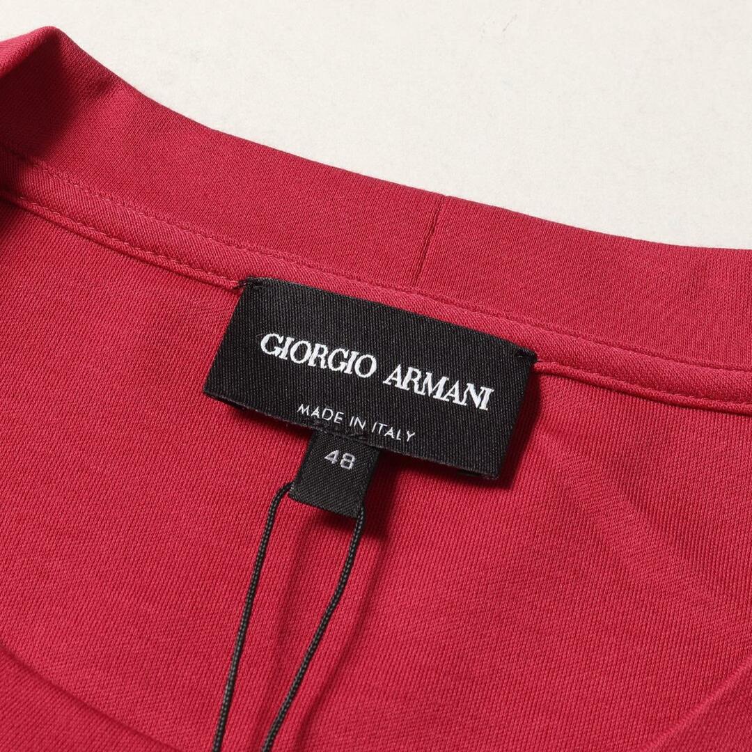 GIORGIO ARMANI ジョルジオアルマーニ Tシャツ サイズ:48 21SS ブランドロゴ刺繍 クルーネック Tシャツ レッド 48 トップス シンプル ブランド カジュアル 着回し 【メンズ】【R051】