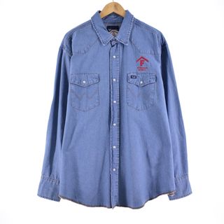 ラングラー(Wrangler)の古着 ラングラー Wrangler 両面刺繍 長袖 デニムウエスタンシャツ メンズXXL /eaa346811(シャツ)