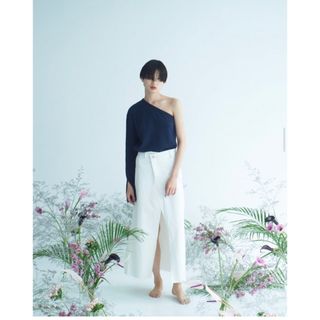 ロザリームーン(Rosary moon)のrosary moon Oneshoulder tharmal top NAVY(ニット/セーター)