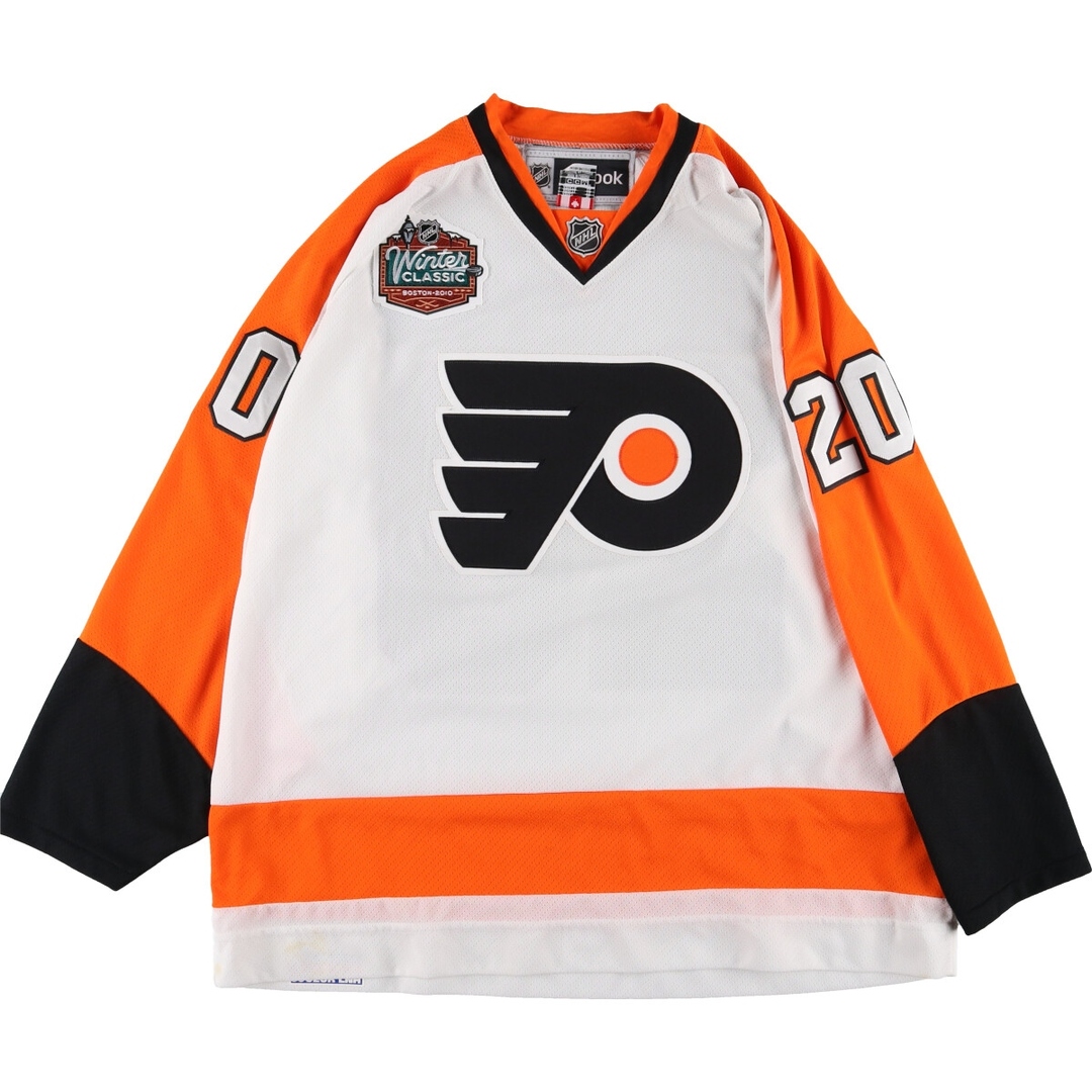 リーボック Reebok NHL PHILADELPHIA FLYERS フィラデルフィアフライヤーズ Vネック ゲームシャツ ホッケーシャツ メンズXXL /eaa346154