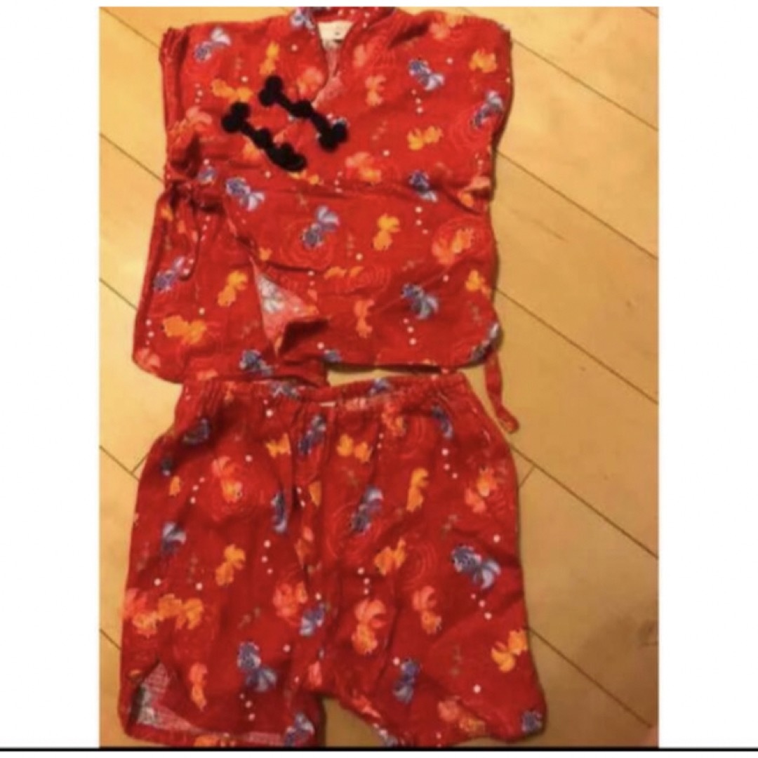 ミルクボトル　赤　金魚　上下セット　95 キッズ/ベビー/マタニティのキッズ服女の子用(90cm~)(甚平/浴衣)の商品写真