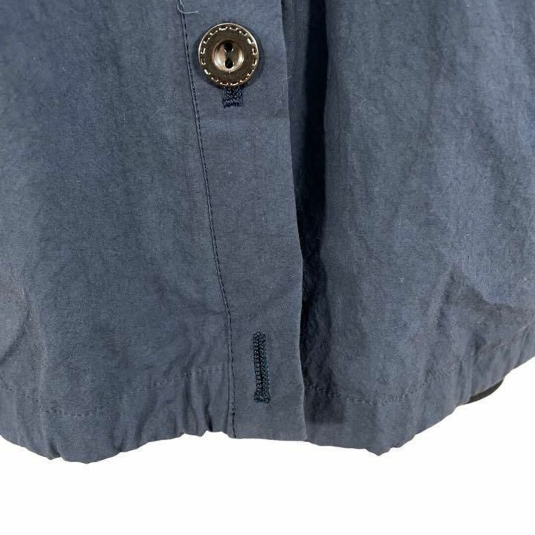 里麻 ジャケット ブルゾン メタルボタン 袖裏チェック柄 フード付き(取外し可)