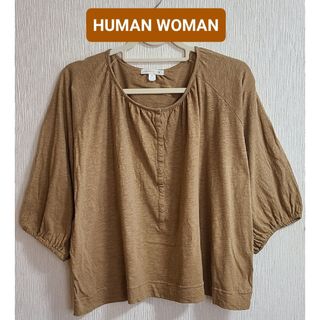 ヒューマンウーマン(HUMAN WOMAN)の《HUMAN  WOMAN ・ヒューマンウーマン》綿麻 柔らか7部袖カットソー(カットソー(長袖/七分))