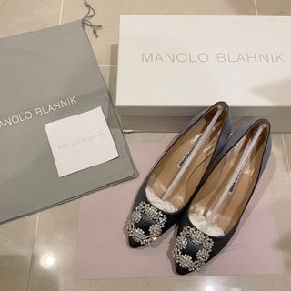 マノロブラニク(MANOLO BLAHNIK)のマノロブラニク ハンギシ パンプス 34.5 ダークグレー ビジュー(ハイヒール/パンプス)