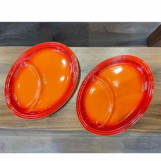 ルクルーゼ(LE CREUSET)のマルチ・オーバル・プレート　オレンジ　2枚セット(食器)