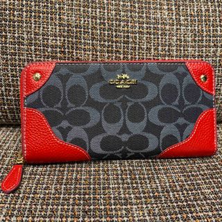 コーチ(COACH)の本体のみ　53769   コーチ　長財布　デニム×レッド(財布)