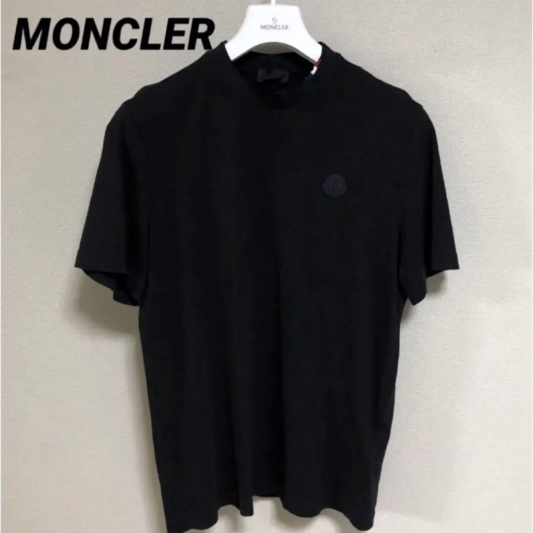 2021 MONCLER モンクレール　2重首元リブ　バックロゴ　Tシャツ　黒