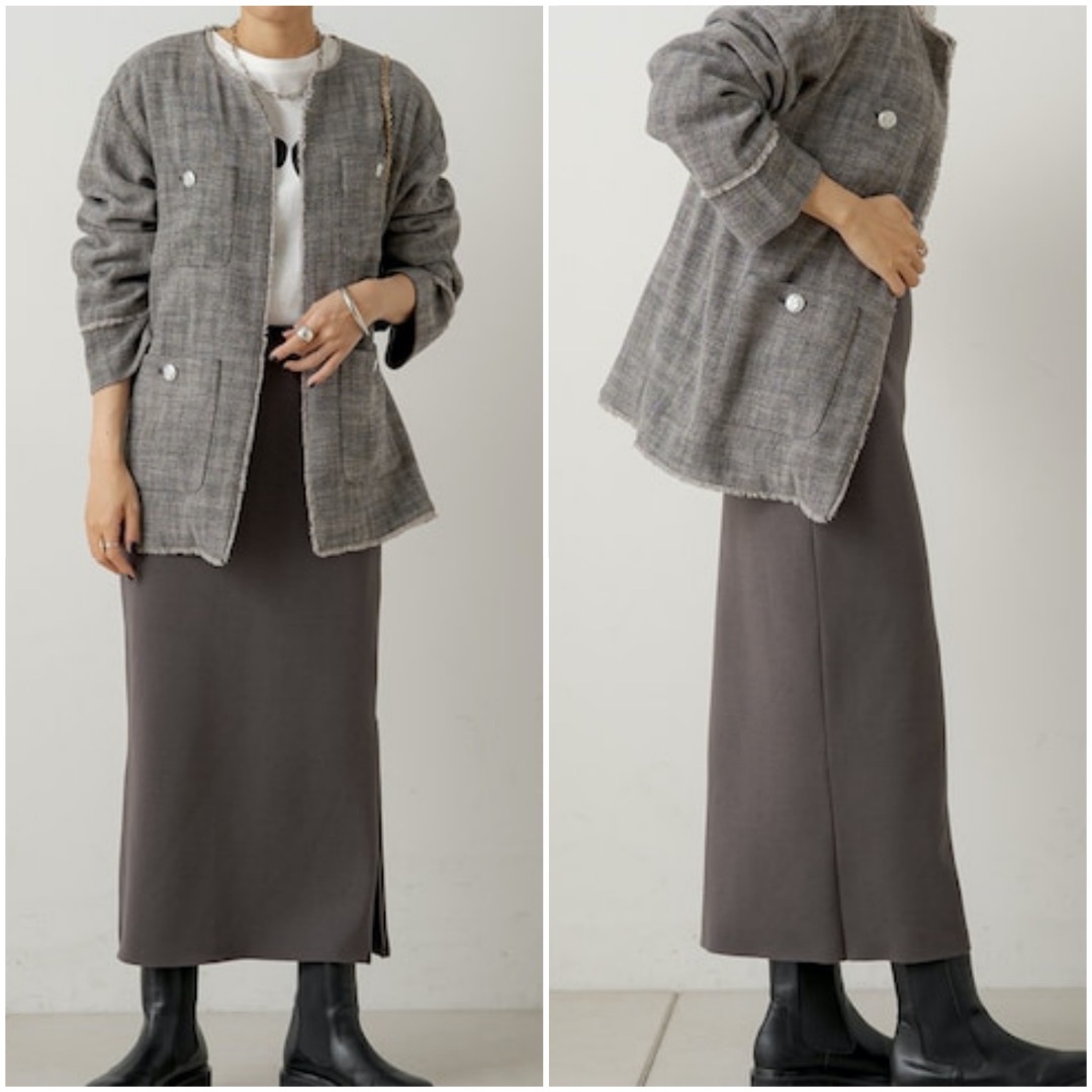 Loungedress - 未使用タグ付き Lounge dress 炭灰色 ポンチZIPタイト