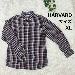 ハーヴァード(HARVARD)のHARVARD ハーヴァード チェック シャツ ブルー✕オレンジ XL(シャツ)