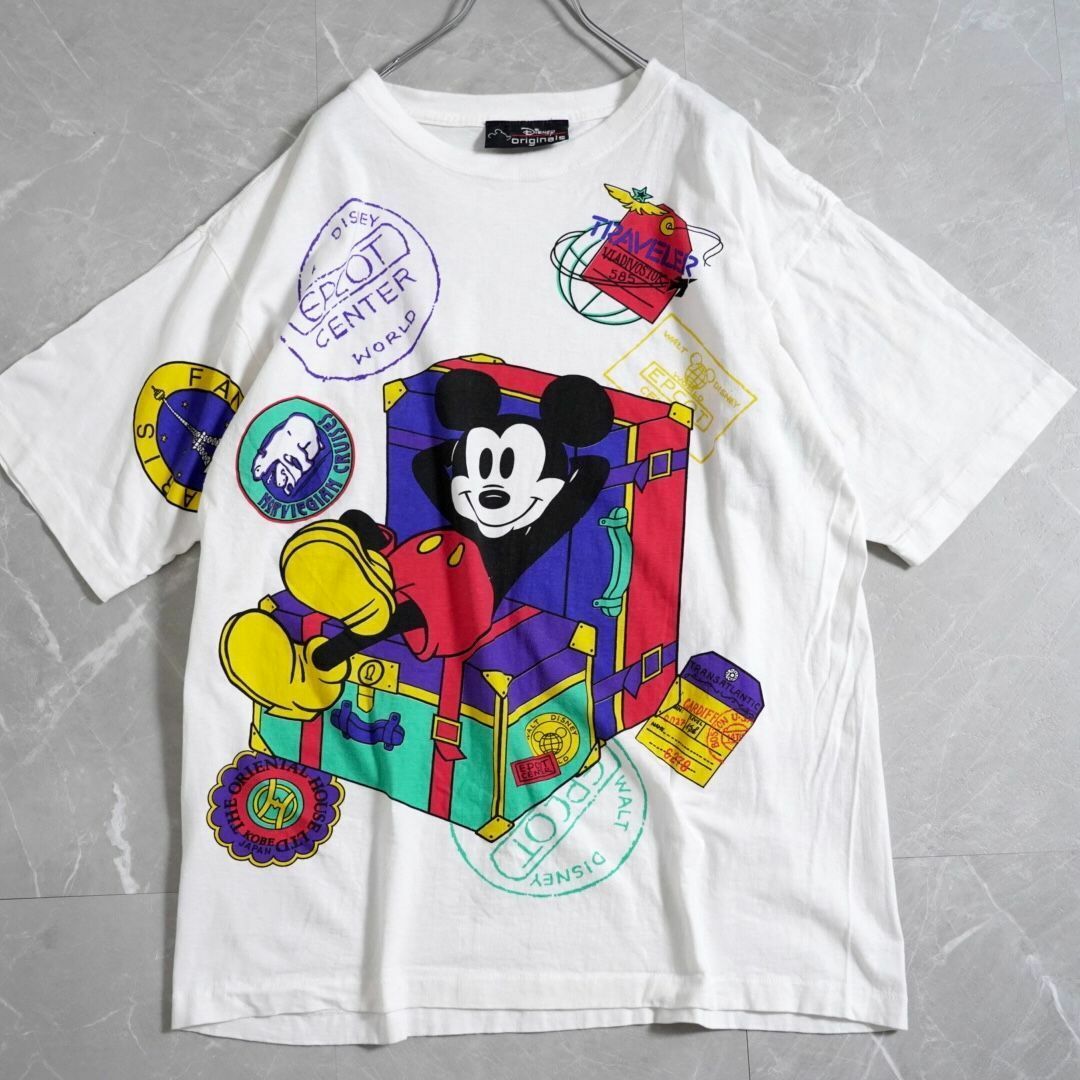 Disney(ディズニー)のディズニー　Tシャツ　総柄　90s ホワイト メンズのトップス(Tシャツ/カットソー(半袖/袖なし))の商品写真