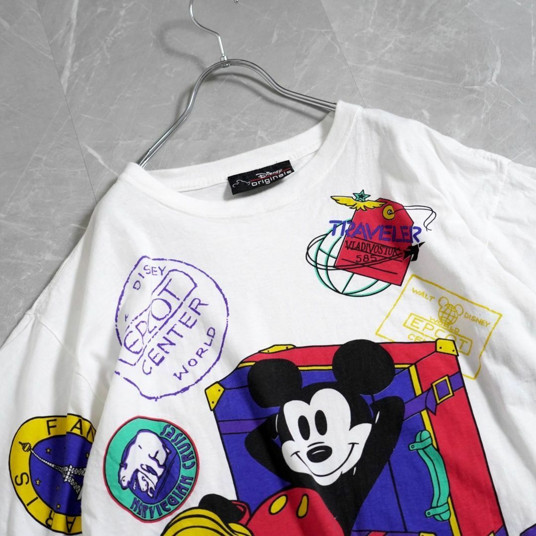 Disney(ディズニー)のディズニー　Tシャツ　総柄　90s ホワイト メンズのトップス(Tシャツ/カットソー(半袖/袖なし))の商品写真