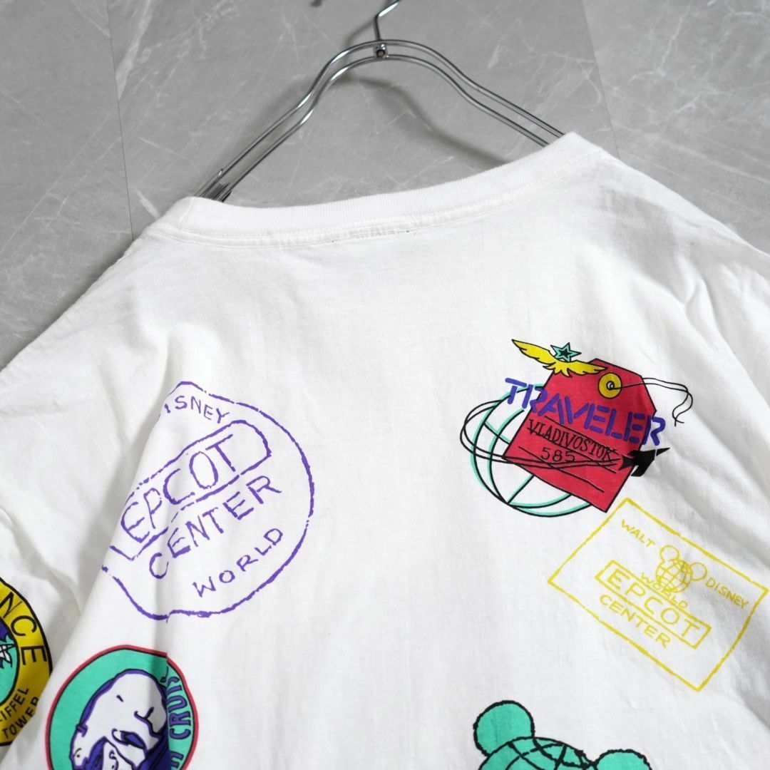 Disney(ディズニー)のディズニー　Tシャツ　総柄　90s ホワイト メンズのトップス(Tシャツ/カットソー(半袖/袖なし))の商品写真