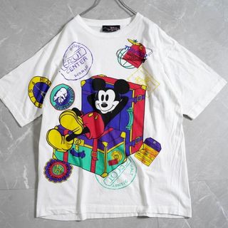 ディズニー(Disney)のディズニー　Tシャツ　総柄　90s ホワイト(Tシャツ/カットソー(半袖/袖なし))