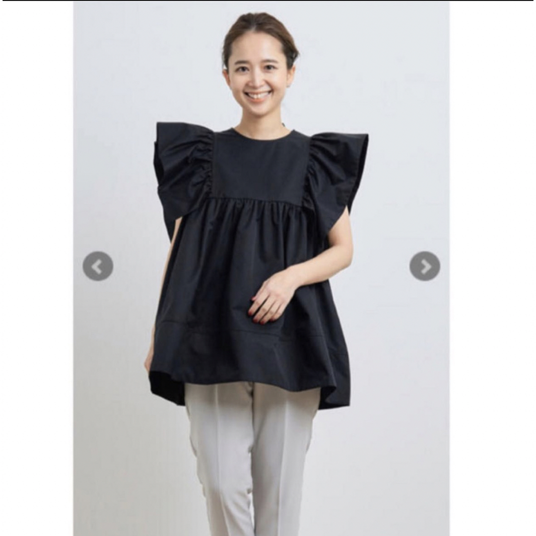 yori ヨリ ウィングスリーブブラウス ブラック メンズのトップス(Tシャツ/カットソー(半袖/袖なし))の商品写真