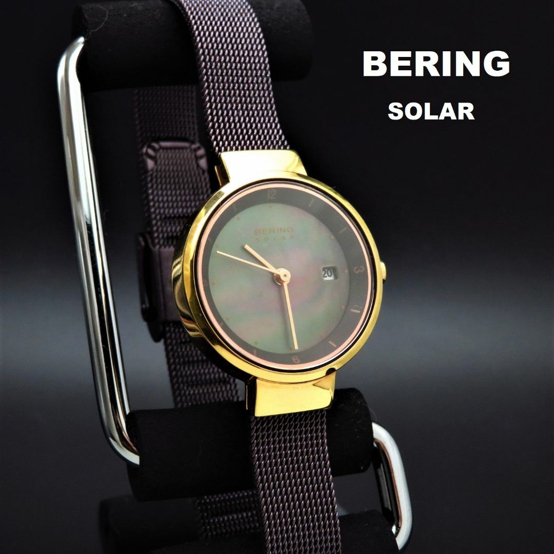 BERING ソーラー腕時計 デイト マザーオブパール