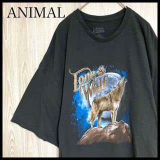 Z804アニマル半袖Tシャツビッグプリントウルフ動物系オーバーサイズ(Tシャツ/カットソー(半袖/袖なし))