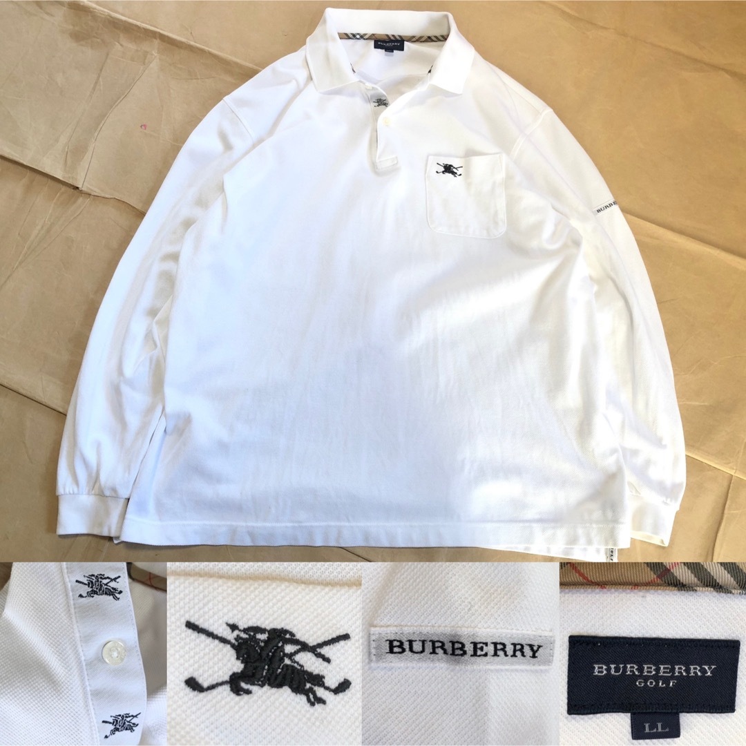 BURBERRY(バーバリー)のBURBERRY GOLF ポロシャツ XL 白 バーバリー ゴルフ 長袖 メンズのトップス(ポロシャツ)の商品写真