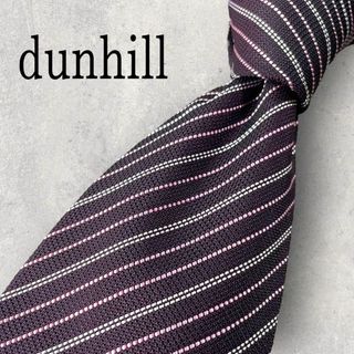 ダンヒル(Dunhill)の美品 英国製 dunhill ダンヒル ジャガード ストライプ ネクタイ 紫(ネクタイ)