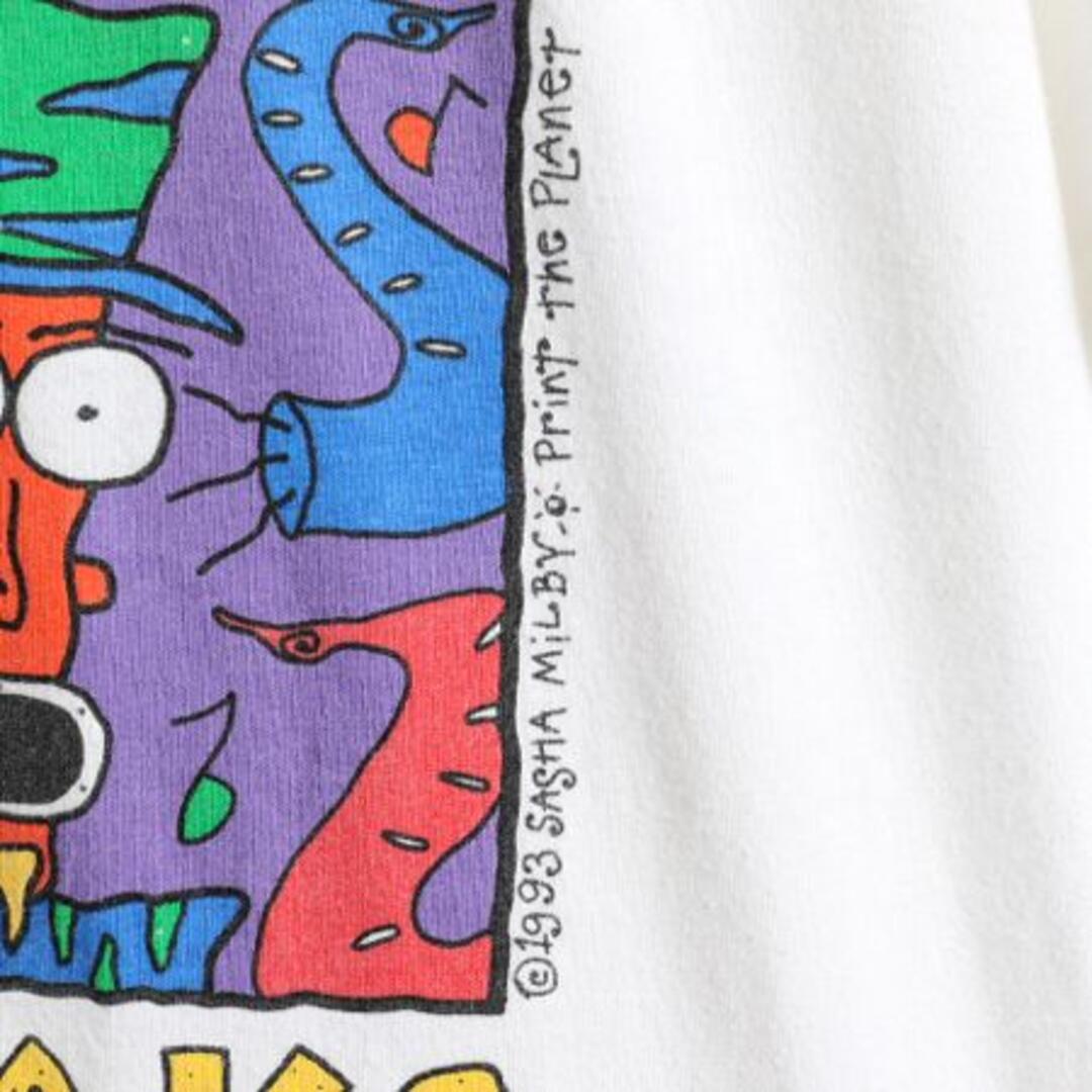 90s USA製 ジャズ アート プリント Tシャツ XL 白 シングルステッチの