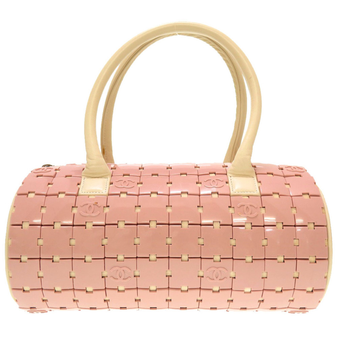 美品 シャネル ダッフルバッグ プラスチック レザー ピンク ホワイト 6番台 ハンドバッグ バッグ 0082  CHANEL