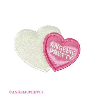 アンジェリックプリティー(Angelic Pretty)のアンジェリックプリティ Twin Heartクリップ シロ×ピンク(バレッタ/ヘアクリップ)