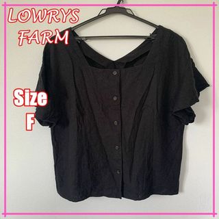 ローリーズファーム(LOWRYS FARM)の【超美品☆】LOWRYS FARM　ローリーズ　トップス　フリル　黒　ブラック(カットソー(半袖/袖なし))