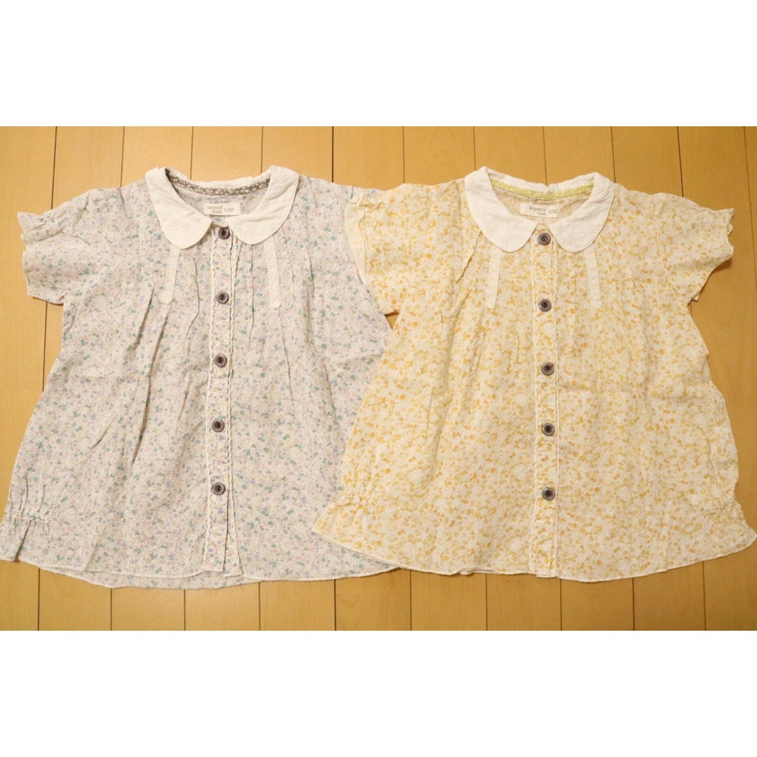 【2枚セット】花柄　ブラウス　100cm キッズ/ベビー/マタニティのキッズ服女の子用(90cm~)(Tシャツ/カットソー)の商品写真