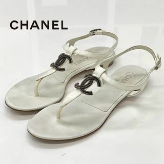 シャネル(CHANEL)の5127 シャネル レザー パテント ココマーク トング サンダル ホワイト(サンダル)