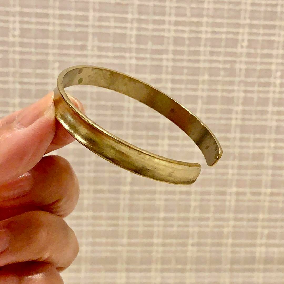 【匿名配送】 真鍮 バングル ブレスレット シンプル アクセサリー ゴールド