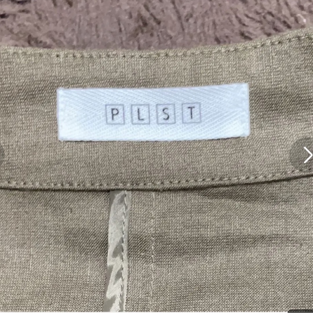PLST(プラステ)のPLST リネンストレッチ　カラーレスジャケット　パンツ　スーツ　カーキ レディースのフォーマル/ドレス(スーツ)の商品写真