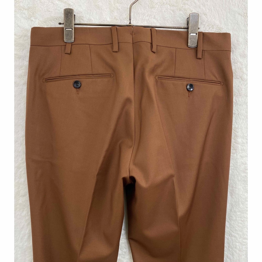【極美品】春夏物 ジェルマーノ メンズ ウール パンツ 46 M 80 ブラウン