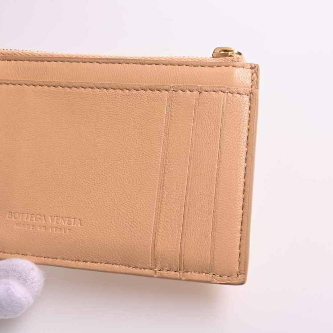 【中古】Bottega Veneta ボッテガヴェネタ マキシ イントレチャート レザー ファスナー付き カードケース - ベージュ by