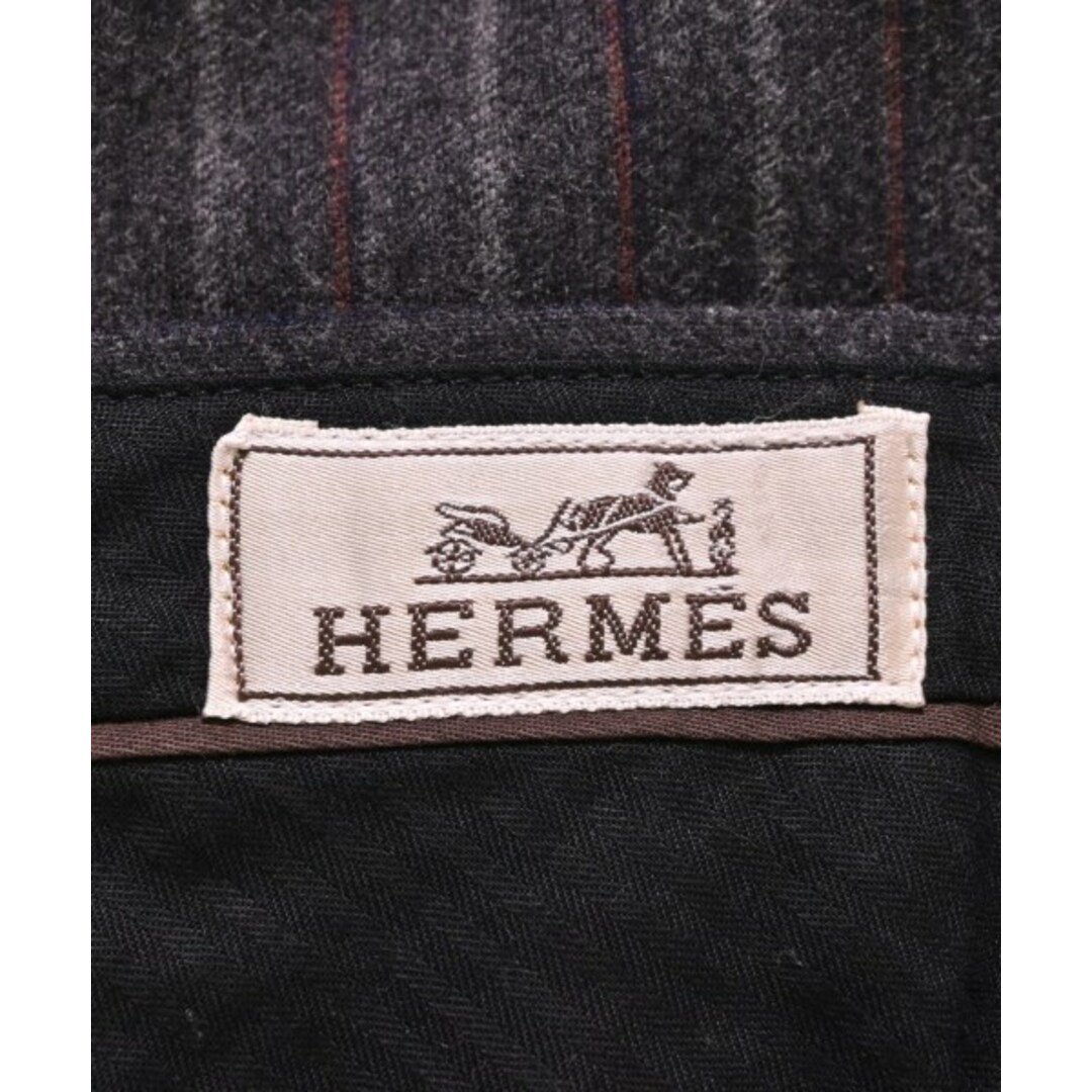 Hermes(エルメス)のHERMES エルメス スラックス 42(XS位) グレーx茶(ストライプ) 【古着】【中古】 メンズのパンツ(スラックス)の商品写真