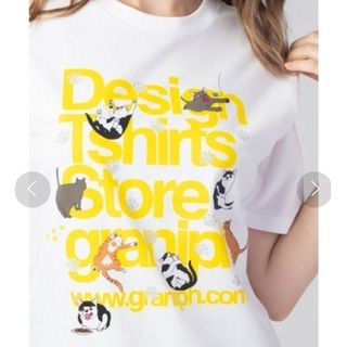 グラニフ(Design Tshirts Store graniph)のセール♪新品 S グラニフ ✕ いくえみ綾 コラボ Tシャツ 猫 ロゴ（白）レア(その他)