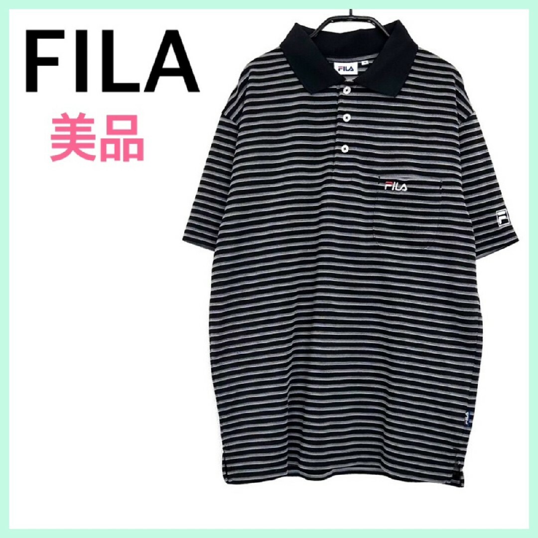 FILA 【美品】FILA フィラ ポロシャツ ボーダー ロゴ ボーダー柄の通販 by ran's shop｜フィラならラクマ