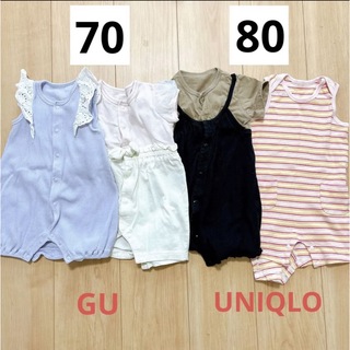 ユニクロ(UNIQLO)のロンパース70・80★4枚セット(ロンパース)