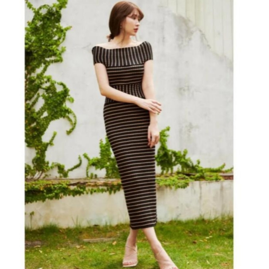 her lip to☆Stripe Ribbed-Knit Midi Dress163cm - www.pure-home.eu