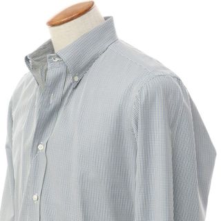 【中古】フライ FRAY コットン チェック ボタンダウン ドレスシャツ ホワイトxグリーン【サイズ40】【メンズ】
