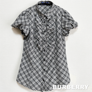 バーバリーブルーレーベル(BURBERRY BLUE LABEL)の【BURBERRY】ブルーレーベルチェック フリル フレンチスリーブ シャツ(シャツ/ブラウス(半袖/袖なし))