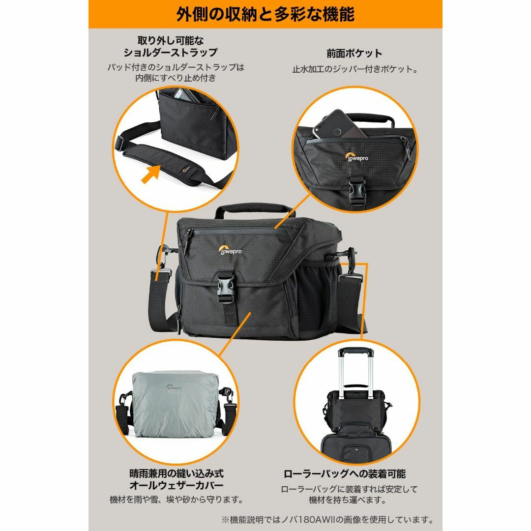 【色: ブラック】Lowepro カメラショルダーバッグ ノバ170AW II