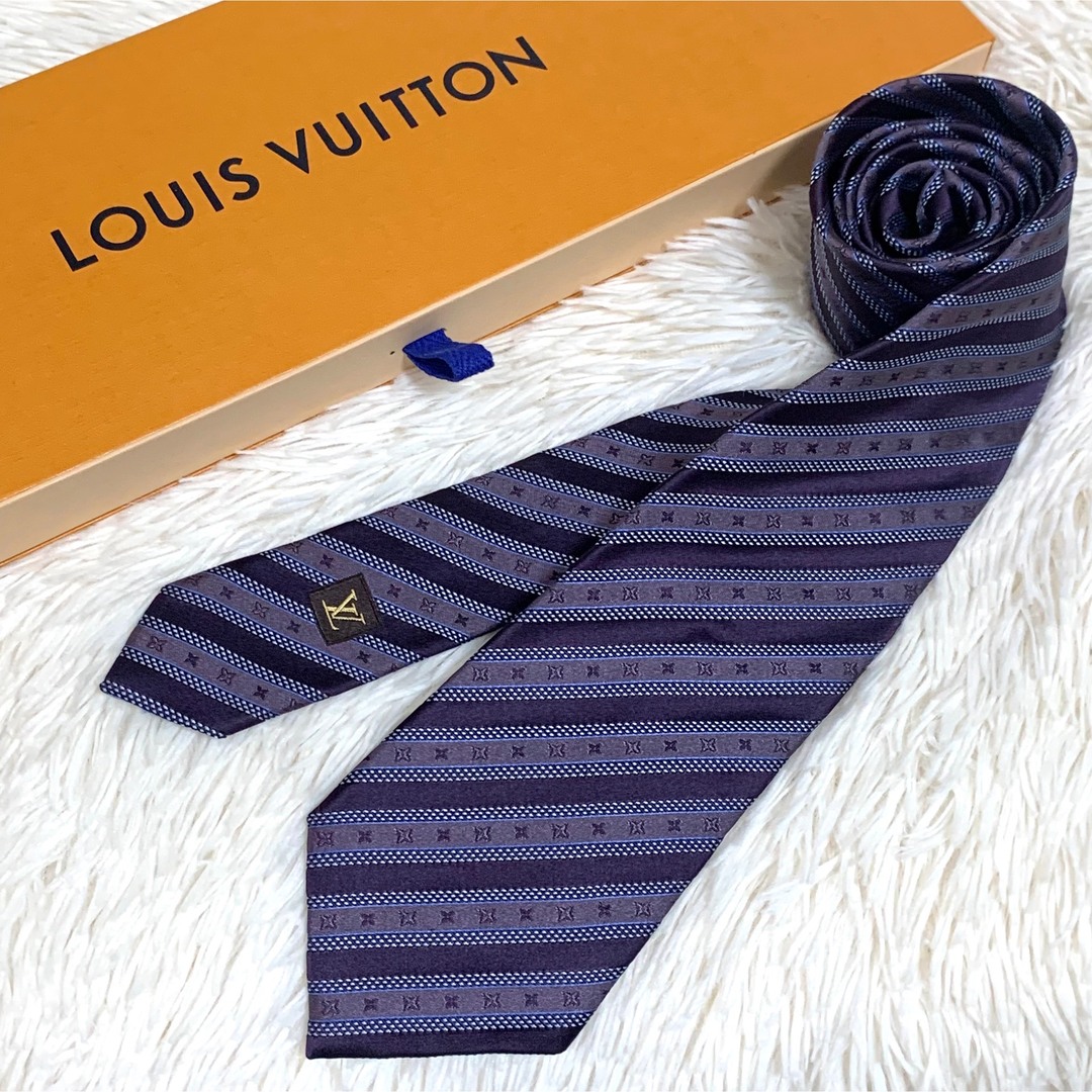 美品/箱付き】LOUIS VUITTON 最高級 シルクネクタイ モノグラム-